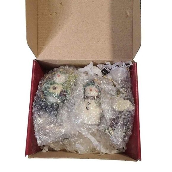 New Holiday Ornament Set of Five Unique Hand Crafted Tree Ornaments 3" - Picture 4 of 4